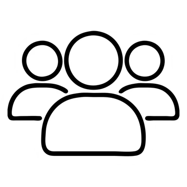 user management icon with multiple users, outlined, 24 by 24 px, 1 px stroke sticker