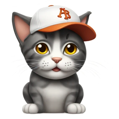 Cat with a baseball hat sticker