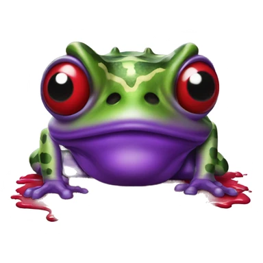 Purple horned frog spraying red paint out of its eyes sticker