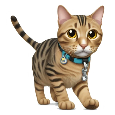 tabby cat on a walking leash sticker