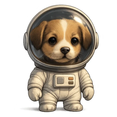 puppy astronaut with shiny helmet sticker