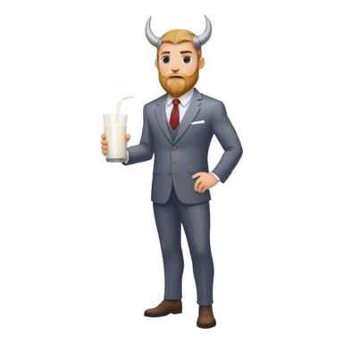 Viking  without weapon in a suit with milk, without horns, full height  sticker