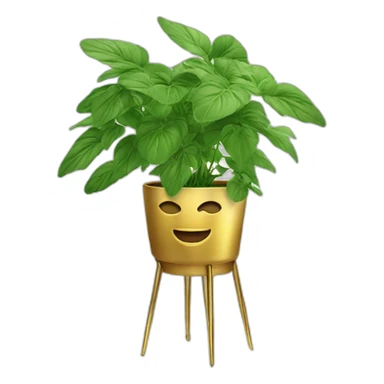 divine plant in a flower pot on a stand in golden with four feet sticker