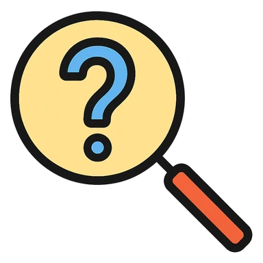 a magnifying glass with a question mark inside sticker