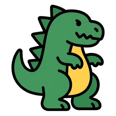 Godzilla color outline icon green and black minimal details cartoonish sticker