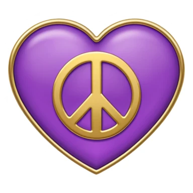 purple heart with a peace sign sticker