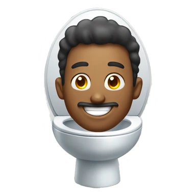 Man smiling while popping out of a toilet sticker