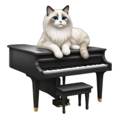 Ragdoll cat on piano sticker