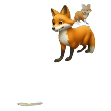 Fox on surfboard, surfing on wave sticker