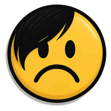 emo object, sad smiley face button, no background sticker