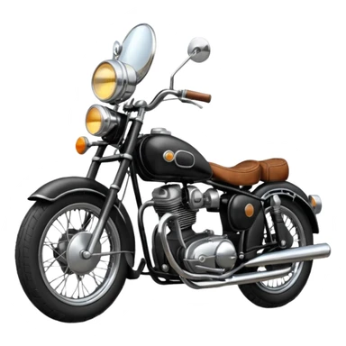 Illustrate a vintage motorcycle with round headlamp & rustic metal parts sticker