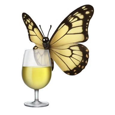Butterfly with glass of white wine sticker