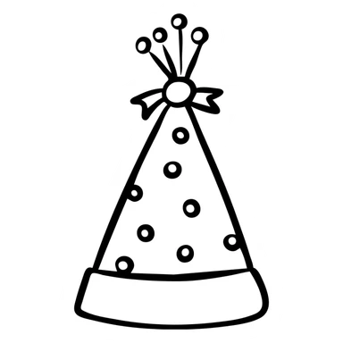 A fun birthday party hat with polka dots and ribbon sticker