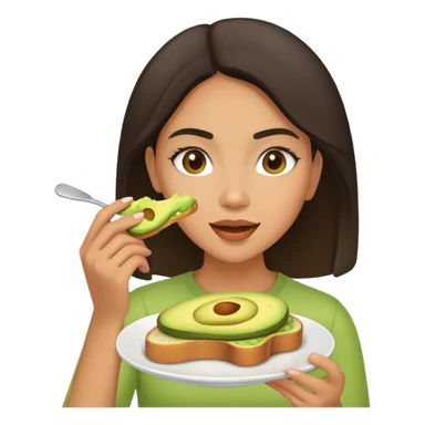 Mixed Girl eating avocado toast sticker