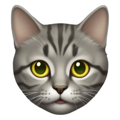 american short hair cat- tabby- a little bit fat- green yellow eyes- the distances between eyes is a little bit far- gray hair fluffy sticker