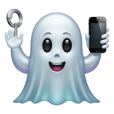 ghost emoji with a phone beside sticker