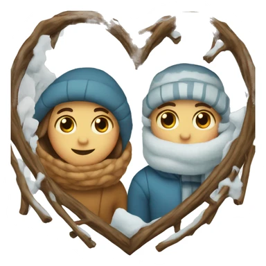 Winter inside a heart sticker