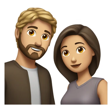 Dark brown haired white man with beard hugging beautiful woman with medium tan skin and short dark brown hair  sticker
