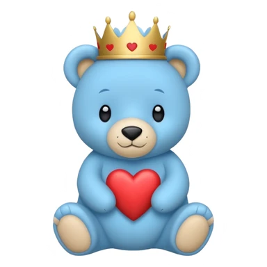 Oso con corona y corazones azules estilo iPhone  sticker