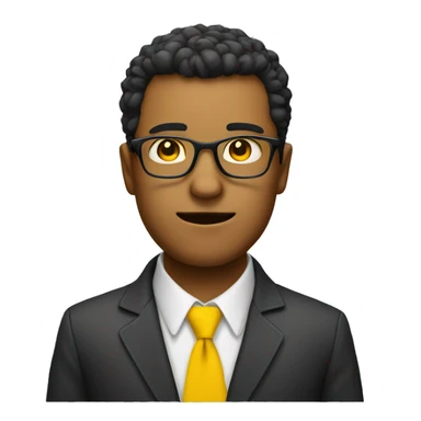 man with yellow color with upside down triangle as head and wear a glasses sticker