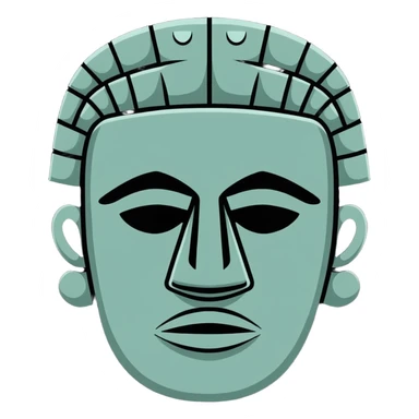 Ancient Toltec colossal stone head with stern expression sticker