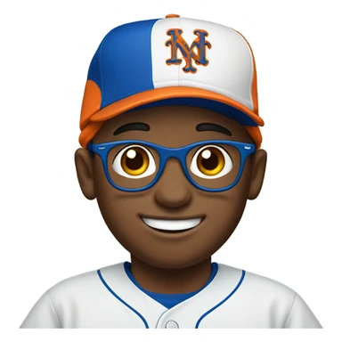 Jewish boy with glasses in Mets hat sticker