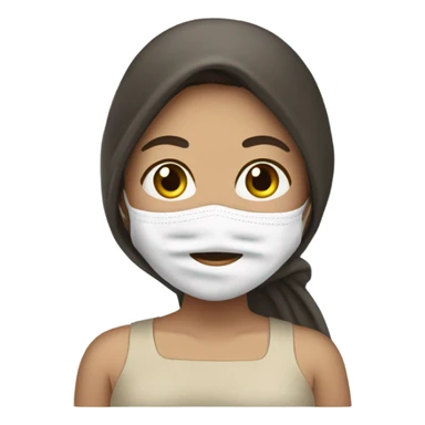 Brunette girl with face mask and hair in towel sticker