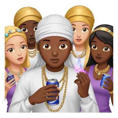 I want an emoji that I can use as my profile picture on Discord. I want it to look like it is inhaling a can of galaxy gas (nitrous oxide). I just want a GIF of an emoji that looks like he is inhaling galaxy gas. I want it to be black man that looks like a rapper, with bling and bitches with him sticker