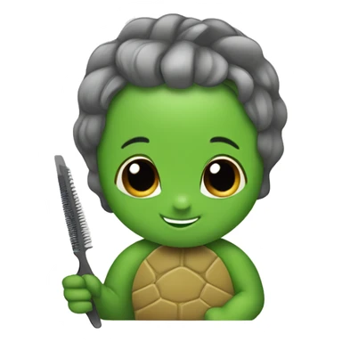 a turtle cutting hair sticker
