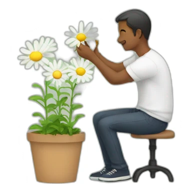 Man picking daisies sticker