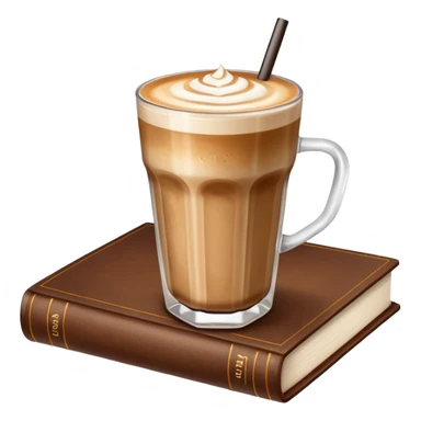 Ice latte and beautiful brown book sticker
