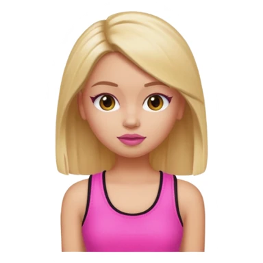 a pretty bratz emoji that looks like katrina kaif with straight side part hair wearing a neon pink sleeveless top
She should resemble Katrina Kaif. sticker