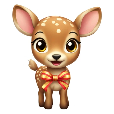 cute fawn with ribbon sticker