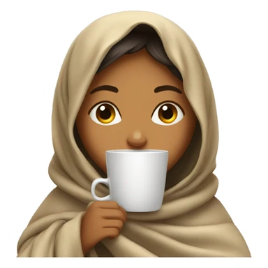 Saudi girl inside a blanket sipping coffee eyes closed sticker