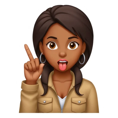 Black girl with tongue out and middle finger sticker