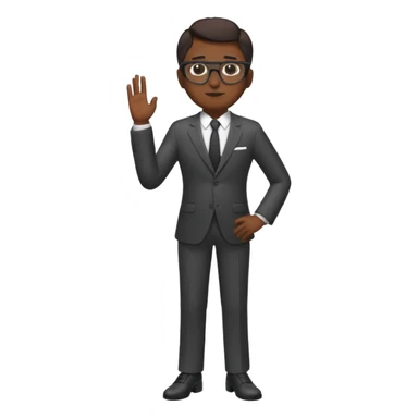 A dark-skinned man in a suit with glasses, full-length sticker