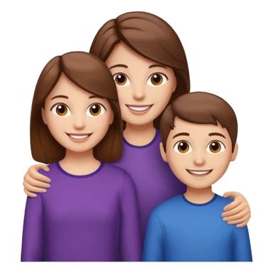 Woman with brown hair and boy and girl sticker