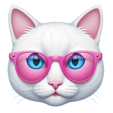 White Cat with blue eyes and pink sunglasses sticker