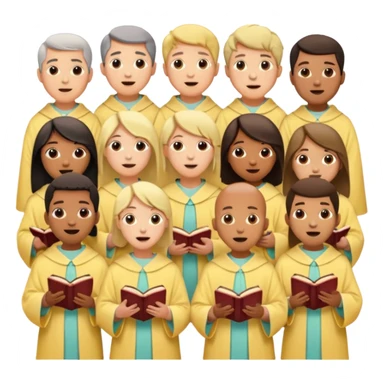 a choir singing together all in pastel yellow colored robes  sticker