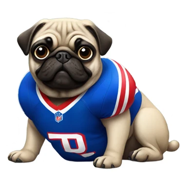 Pug wearing buffalo bills jersey full sticker