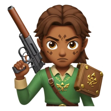 A caca whit a gun that shoot a zelda sticker