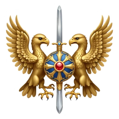 byzantine two headed eagle wings facing down left claw sword right claw orb sticker