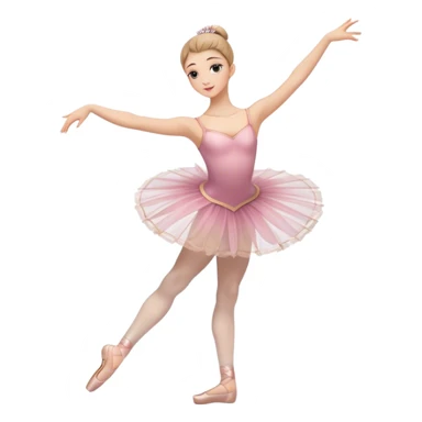 Icon for Ballet: a graceful ballerina on theatre stage in a tutu, poised in an elegant dance position, with a ballet barre and soft stage lighting. The icon should represent the art of ballet, with focus on fluid movement and classical performance. Transparent background. sticker