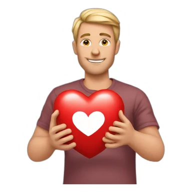 White man holding heart emoji with hamds sticker