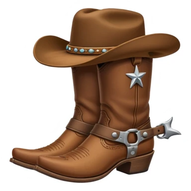cowboy boot with spurs and a cowboy hat on top sticker