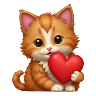 The ginger kitten is hugging a heart, very happy and smiling. sticker