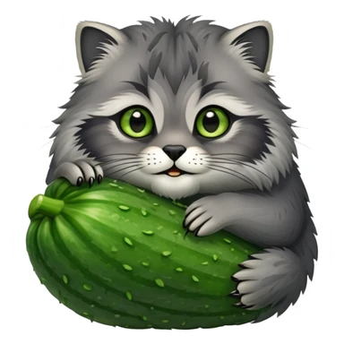 Manul hugging with cucumber sticker