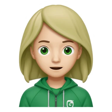 gi-hun from squid game, apple style emoji, worried face, green tracksuit sticker