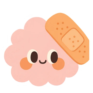 bandage, fluffy, soft texture, pastel colors, cute face sticker