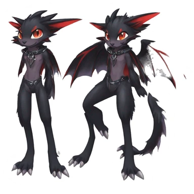 cool anthro edgy black red ethereal fantasy nargacuga-noivern-cat-Fakemon collar harness full body sticker